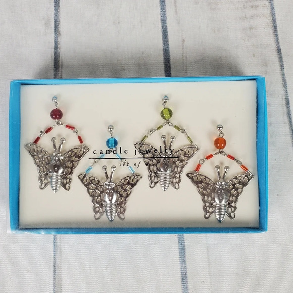 2/$25 Pier 1 Imports Candle Jewelry  Silver Metal Butterflies Set of 6 - Picture 1 of 14